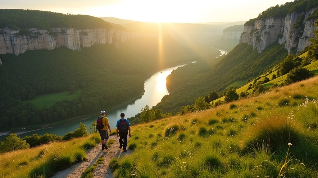 Scenic mountain landscape with river valley